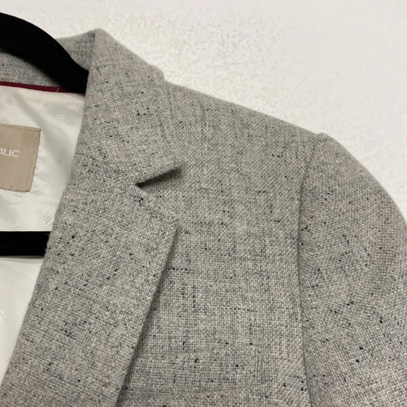 Banana Republic Wool Blend W/Elbow Patches Gray Speckled H-acking Jacket Size 6P - Picture 8 of 9
